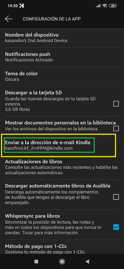 vincular email con kindle ver el correo