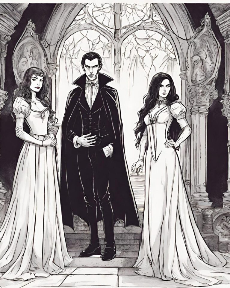 Ilustración para una entrada que haré sobre Carmilla y Drácula